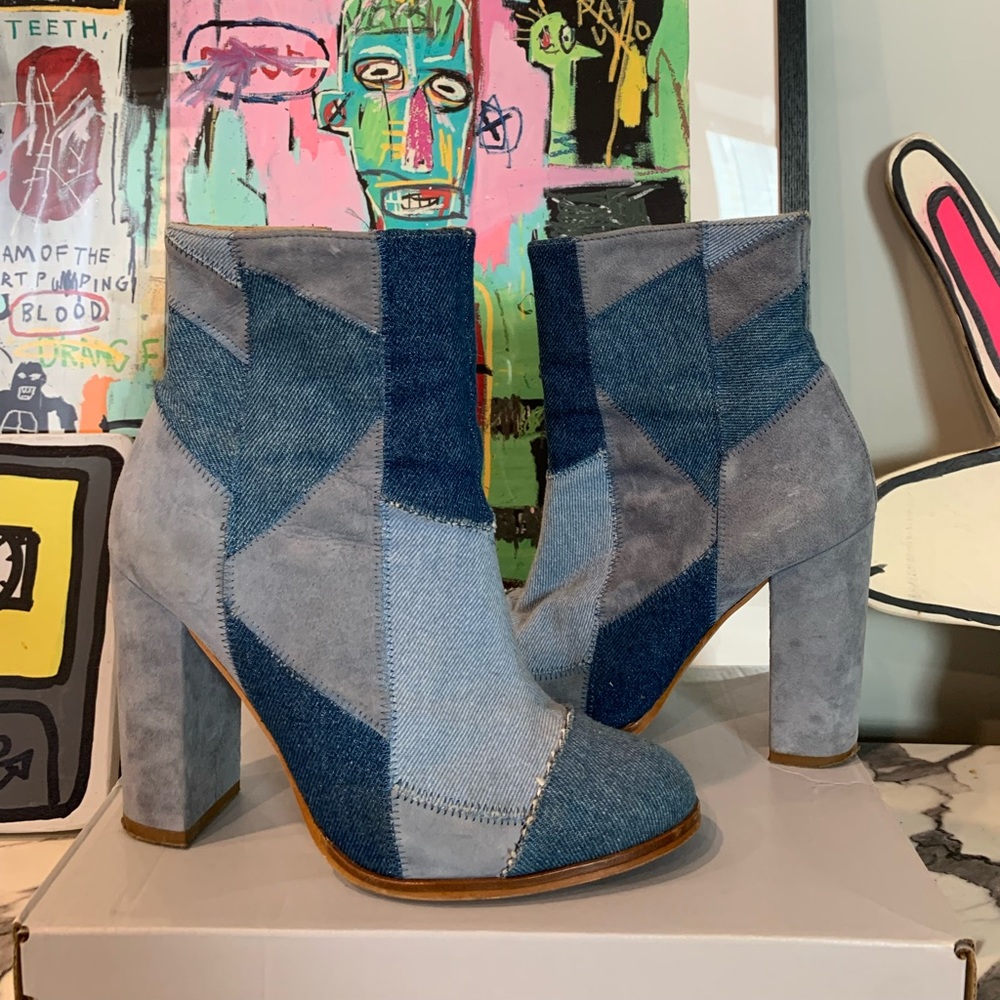 Denim Patchwork Booties